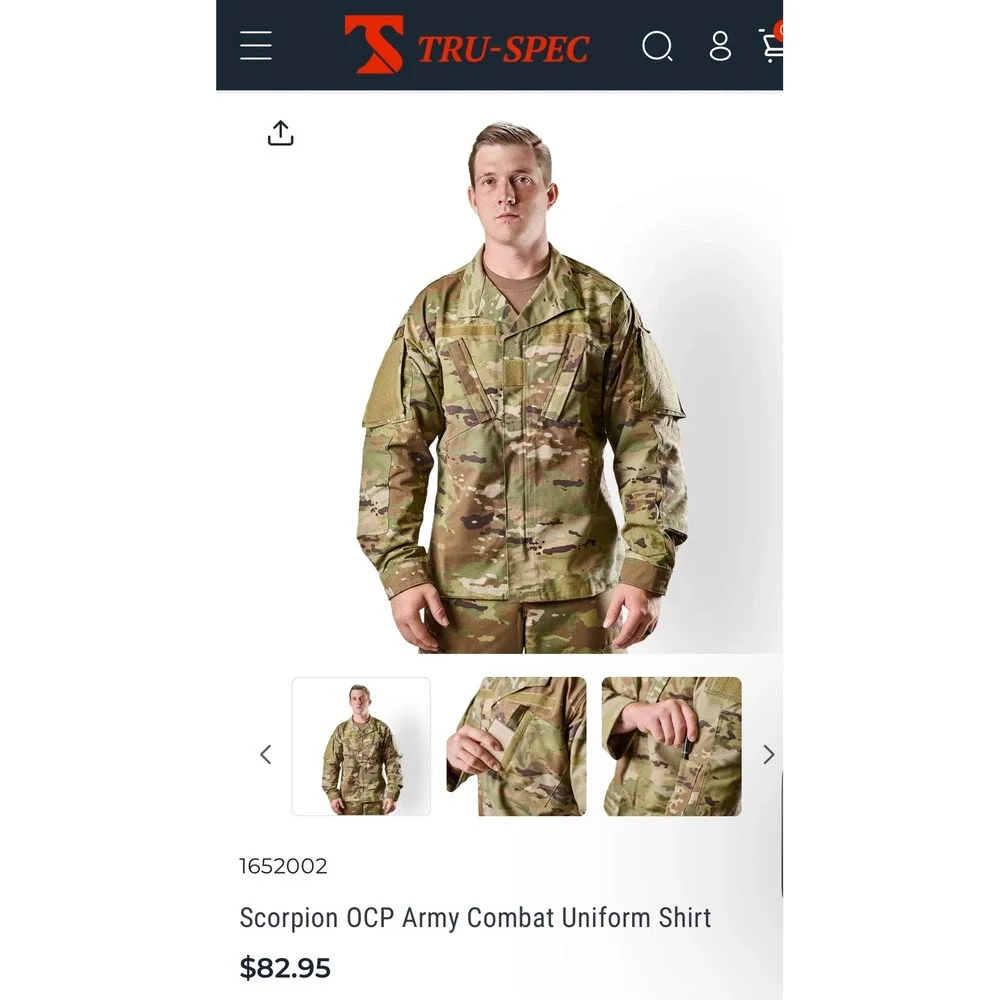 US Army Scorpion Combat Uniform‎ Shirt Coat Medium Regular Ribstop Insect NWT